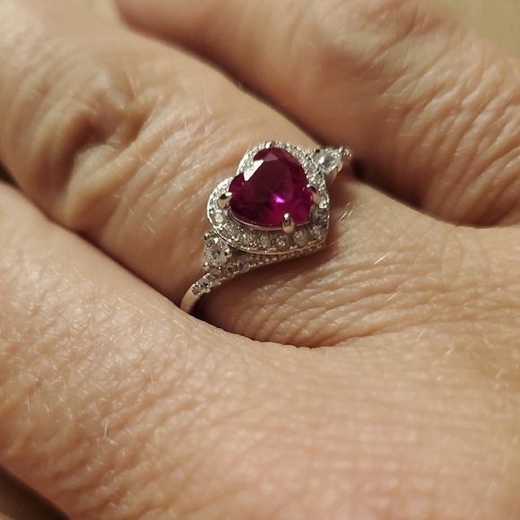 STERLING SWAROVSKI PINK TOURMALINE HEART - Picture 2 of 4